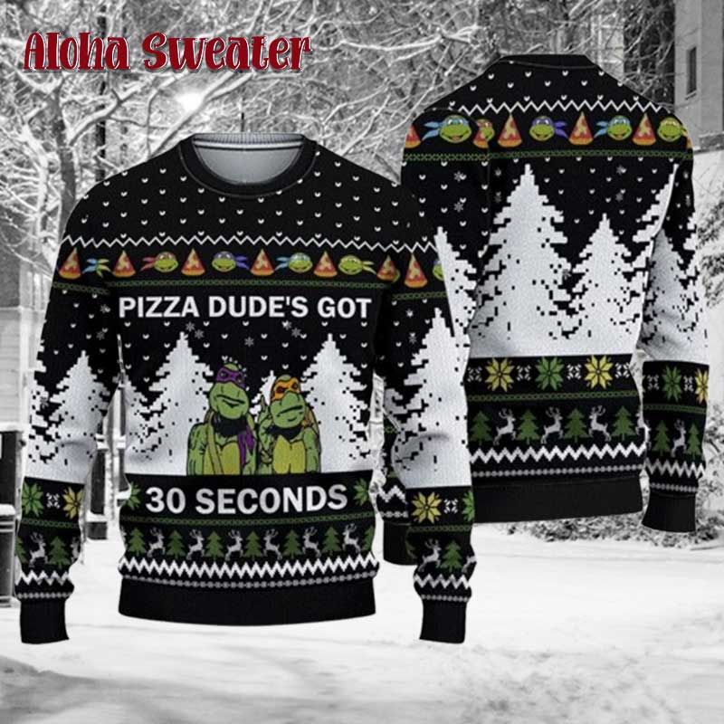 Pizza Dudes Ninja Turtles Ugly Christmas Sweater