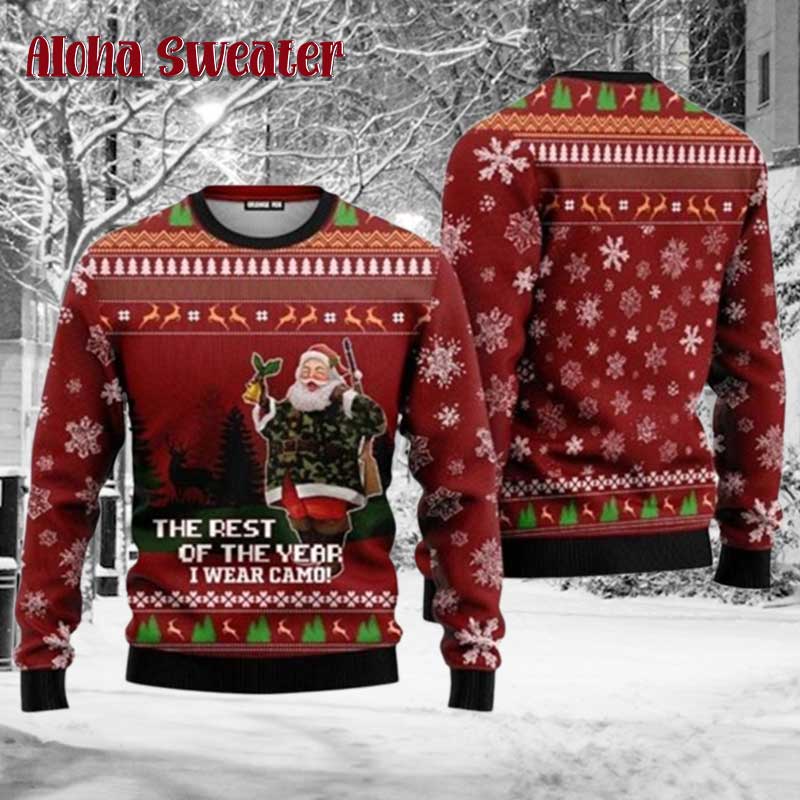 Santa Hunting Merry Huntmas Ugly Christmas Sweater