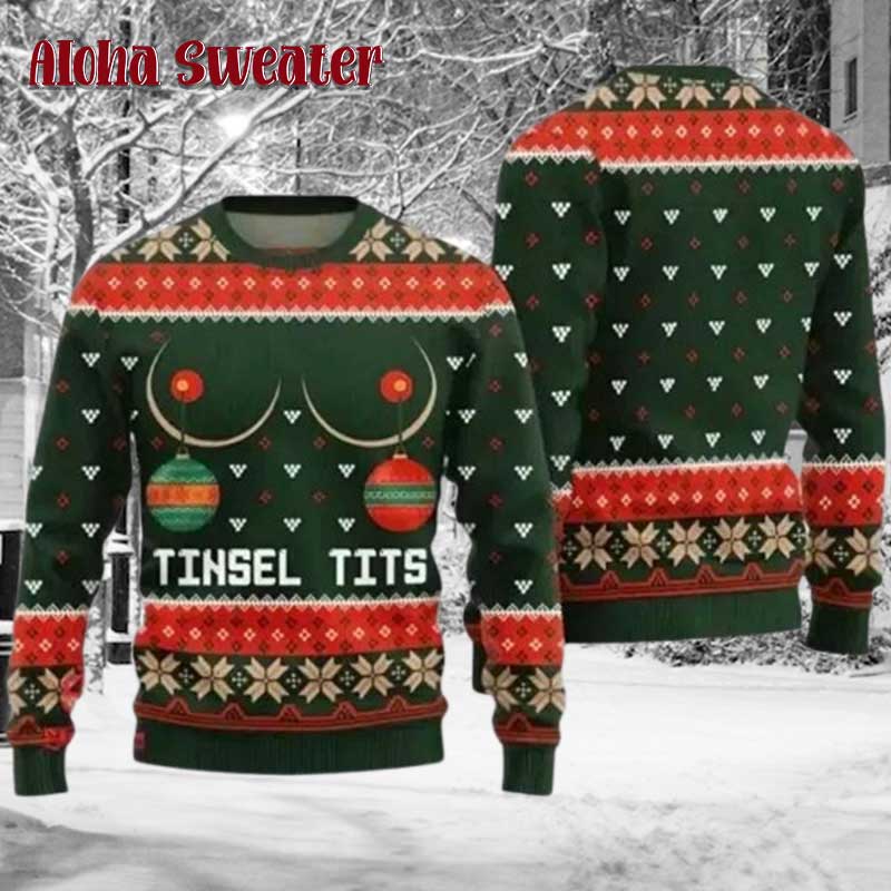 Tinsel Tits Jingle Balls Naughty Ugly Christmas Sweater
