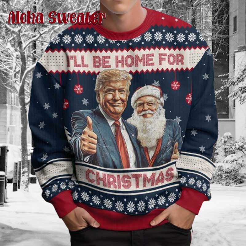 Trump I’ll Be Home For Christmas Ugly Christmas Sweater
