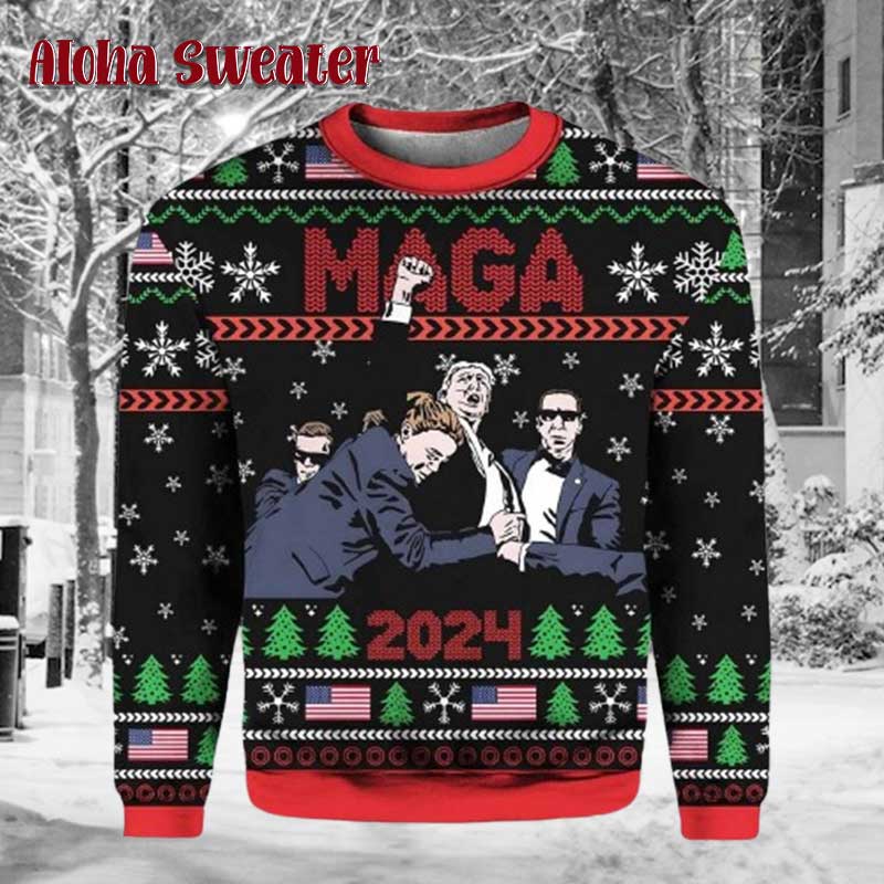 Trump Maga 2024 Ugly Christmas Sweater