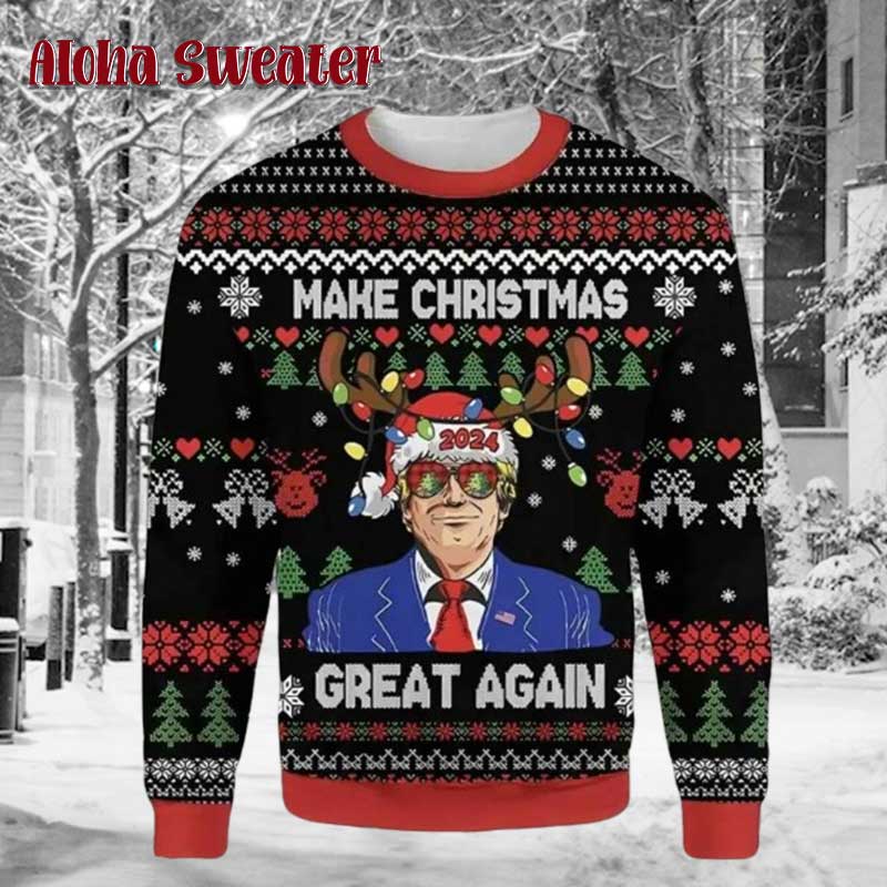 Trump Reindeer Make Christmas Great Again Ugly Christmas Sweater