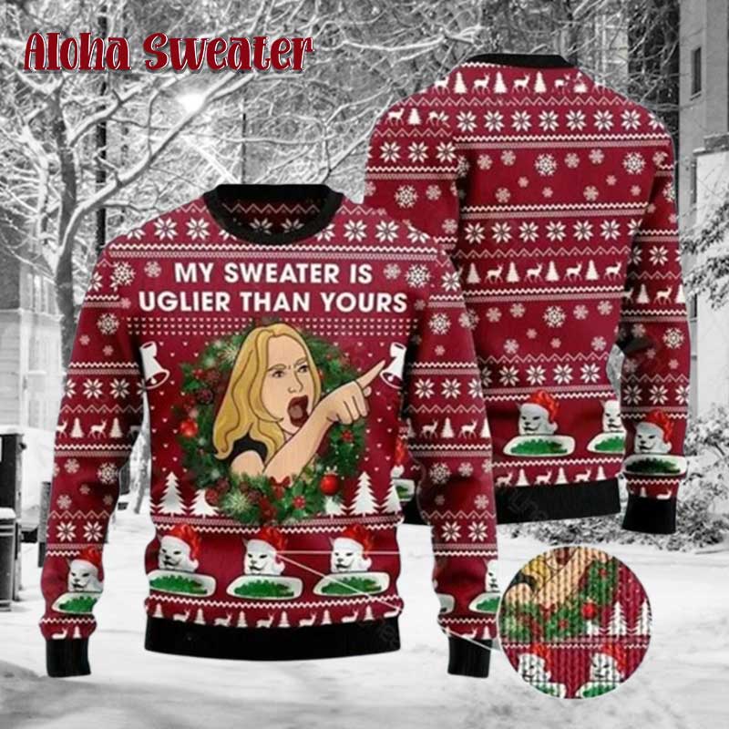 Uglest Than Yours Cat Woman Meme Ugly Christmas Sweater