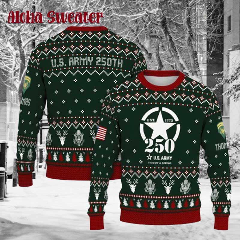 2025 Us Army Veteran Logo Ugly Christmas Sweater