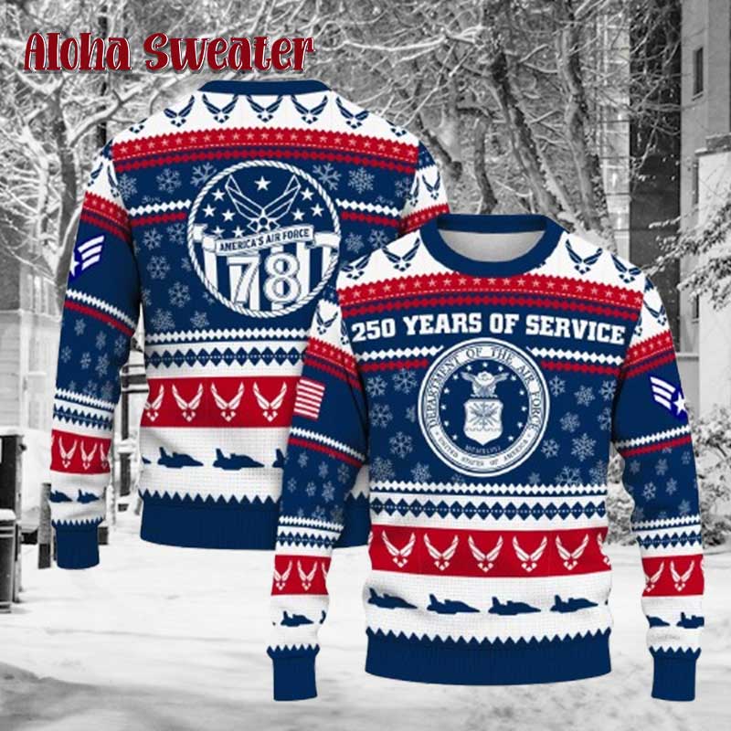 78 Years Ranks Us Air Force Ugly Christmas Sweater