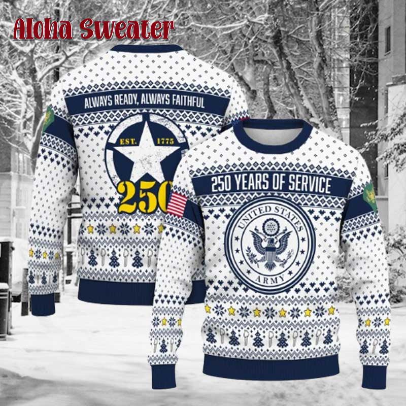 Always Ready Ranks Us Army Ugly Christmas Sweater