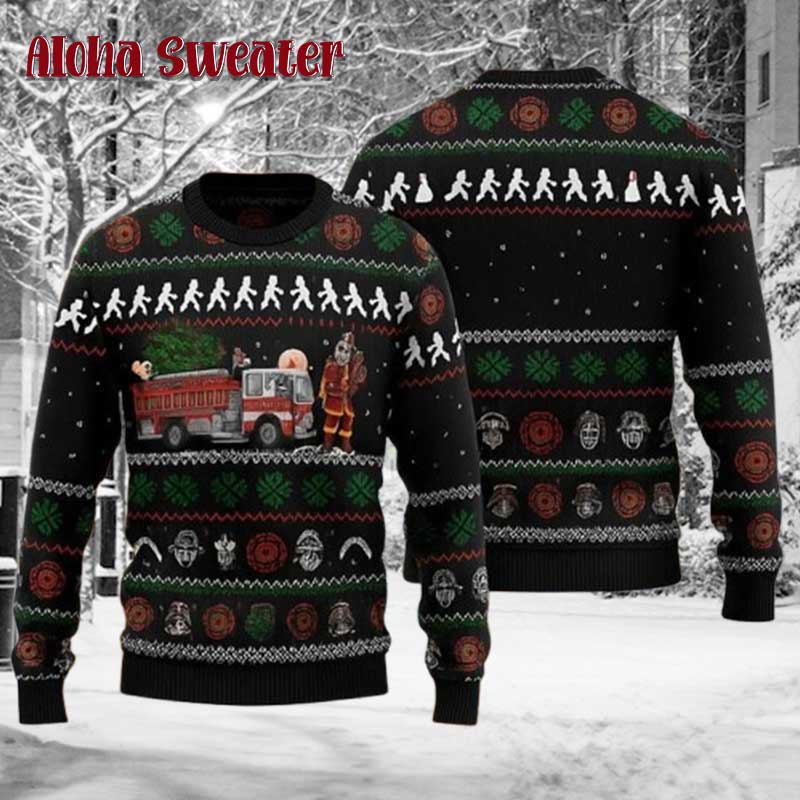Bad Santa Firefighter Ugly Christmas Sweater