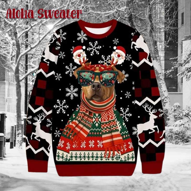 Cool Pitbull Funny Dog Ugly Christmas Sweater
