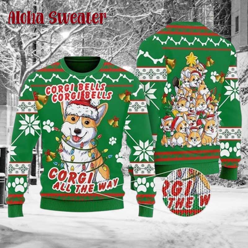 Corgi Dog Bells Ugly Christmas Sweater