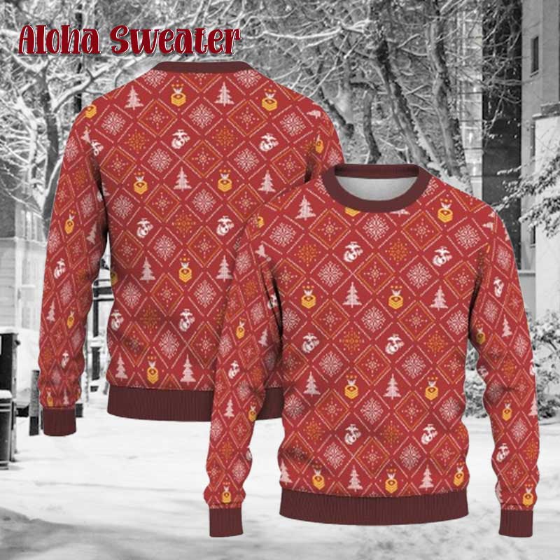 Custom Ranks Usmc Ugly Christmas Sweater