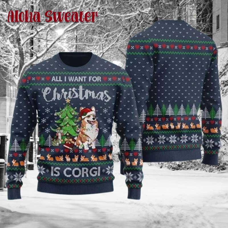 Cute Corgi All I Want For Ugly Christmas Sweater