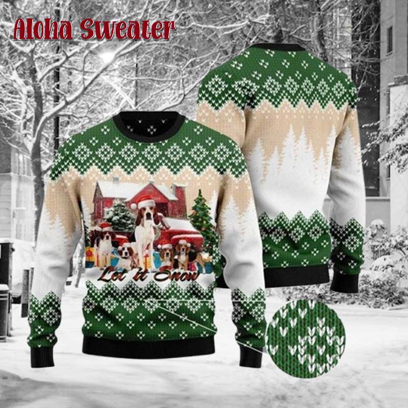 Dog Lover Let It Snow Ugly Christmas Sweater