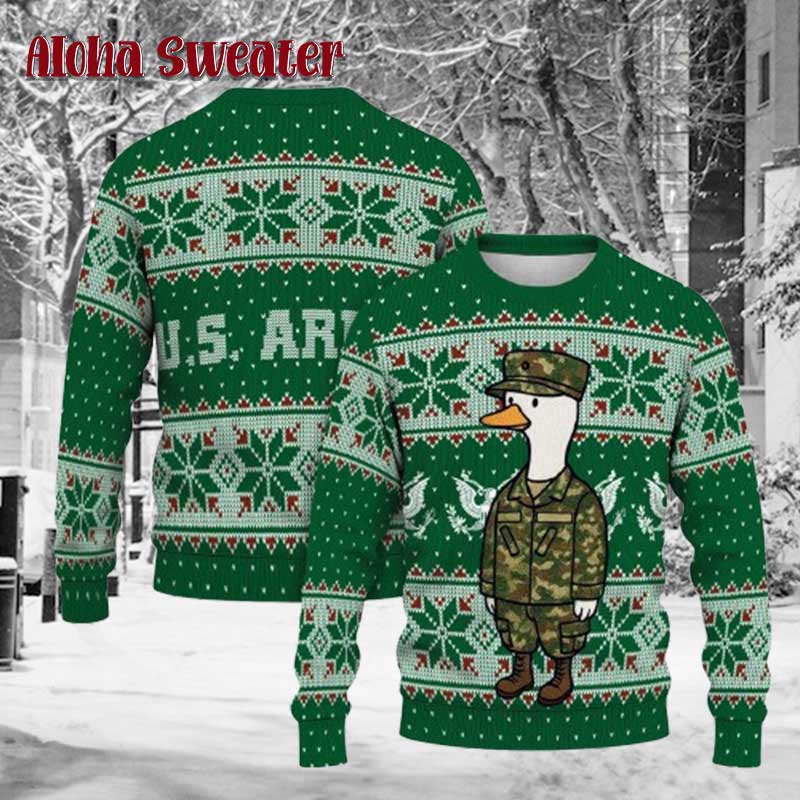 Duck Soldier Us Army Ugly Christmas Sweater