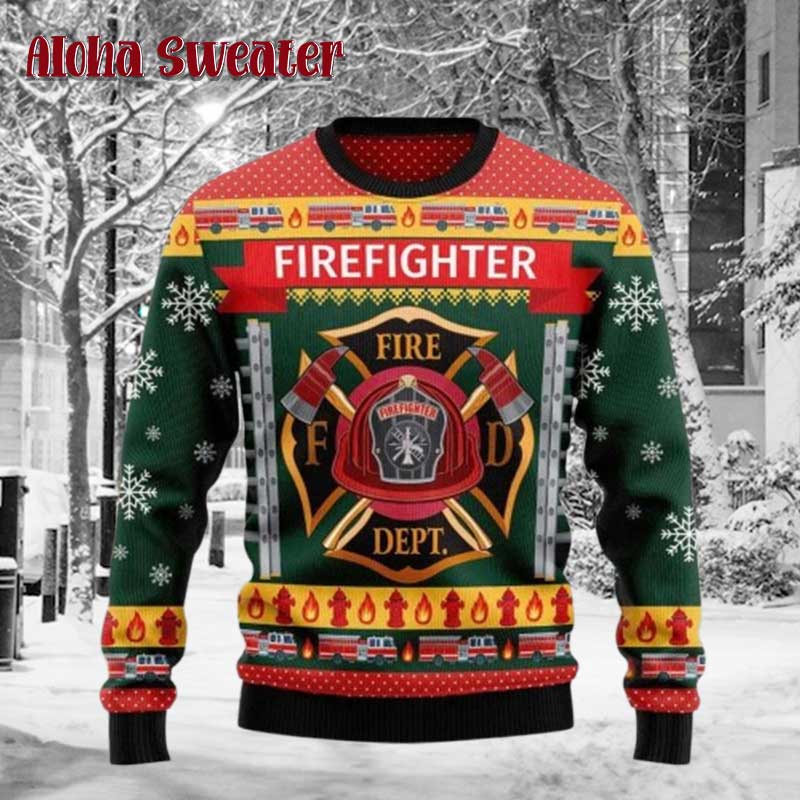 Firefighter Fire Dept Xmas Ugly Christmas Sweater