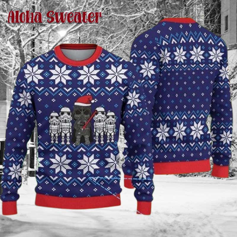 Funny Darth Vader Stormtrooper Santa Ugly Christmas Sweater