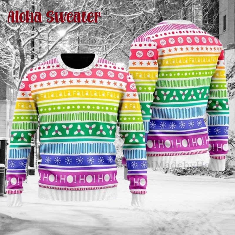 Lgbt Rainbow Holiday Pattern Gay Ugly Christmas Sweater