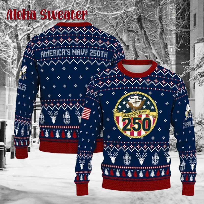 Logo Us Navy Veteran Ugly Christmas Sweater