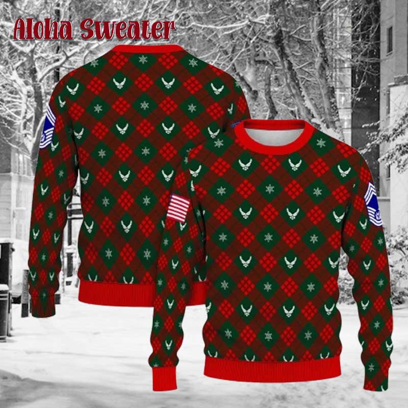 Military Ranks Us Air Force Ugly Christmas Sweater