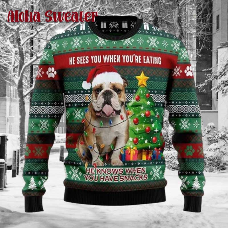 Pug Dog And Tree Ugly Christmas Sweater