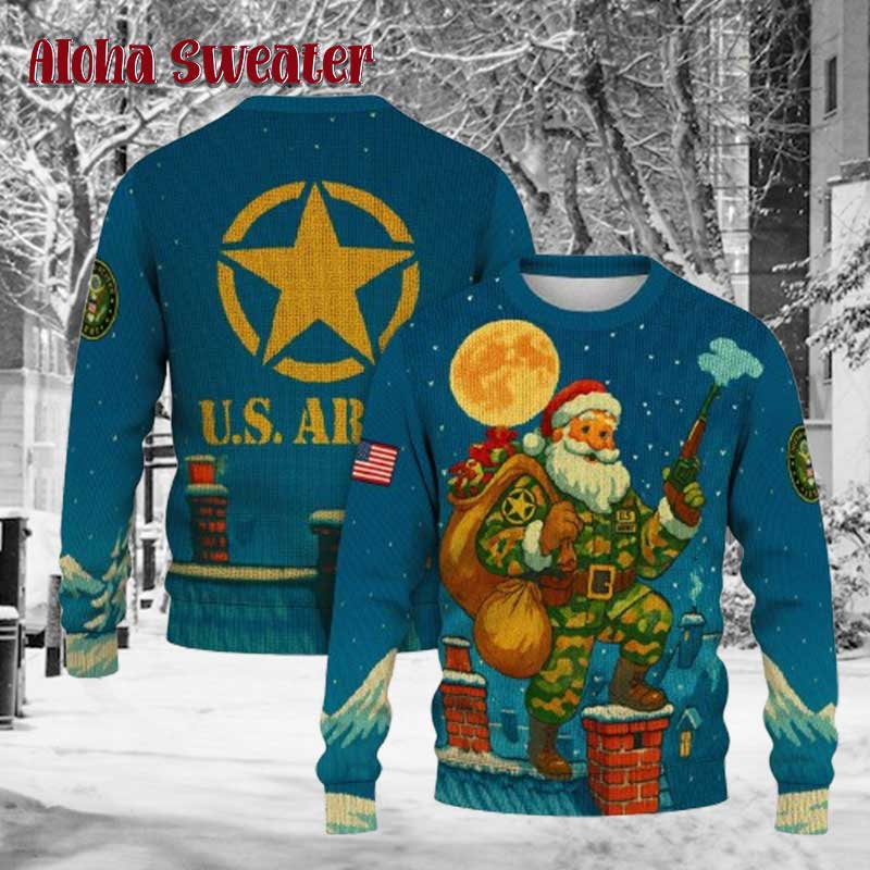 Santa Soldier Us Army Ugly Christmas Sweater