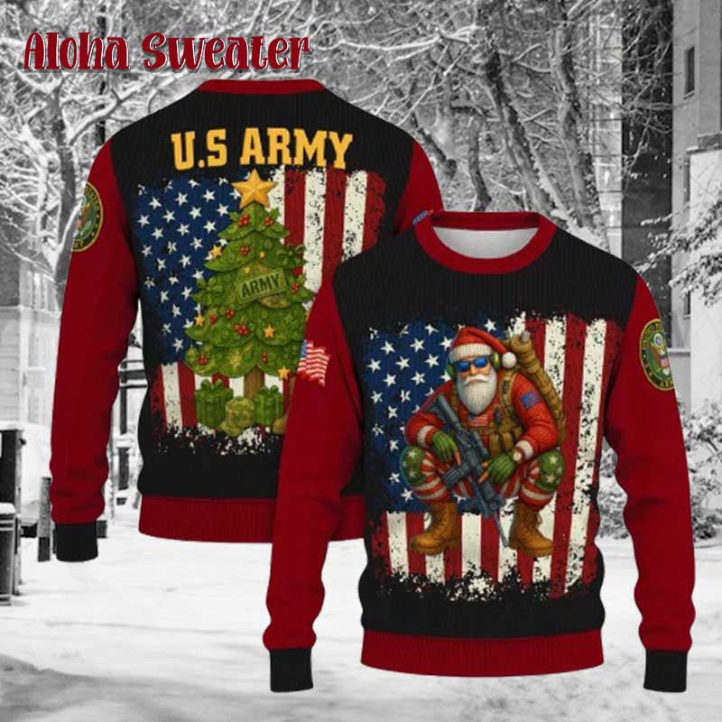 Us Army Santa Soldier Ugly Christmas Sweater