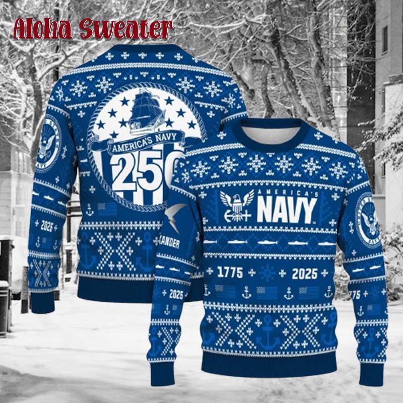 Us Navy Sail Ugly Christmas Sweater