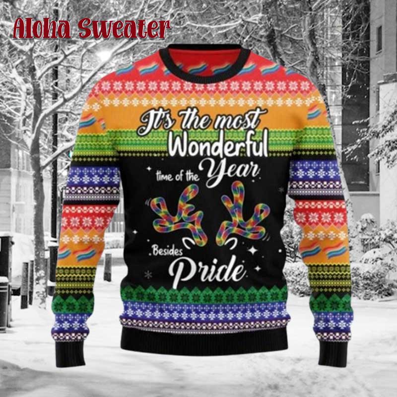 Wonderful Time Besides Pride Lgbt Rainbow Ugly Christmas Sweater