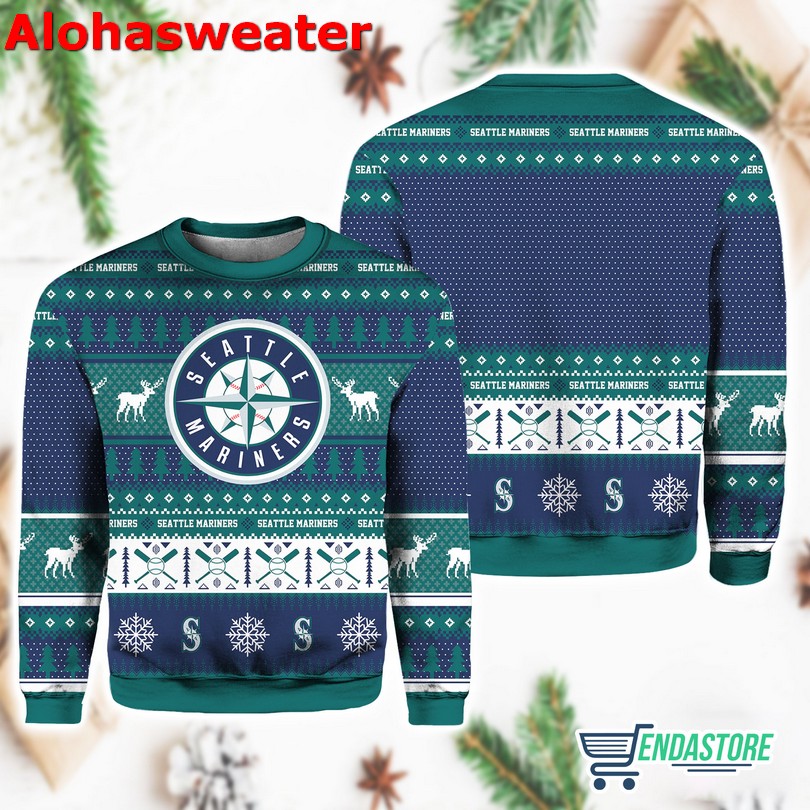 Christmas Mariner Baseball Personalized Ugly Sweater