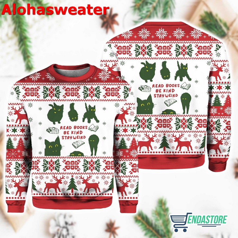 Read Books Be Kind Stay Weird Ugly Christmas Sweater