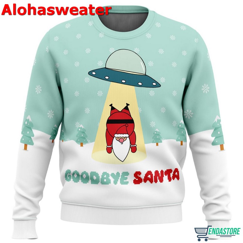 Alien UFO Goodbye Santa Christmas Sweater