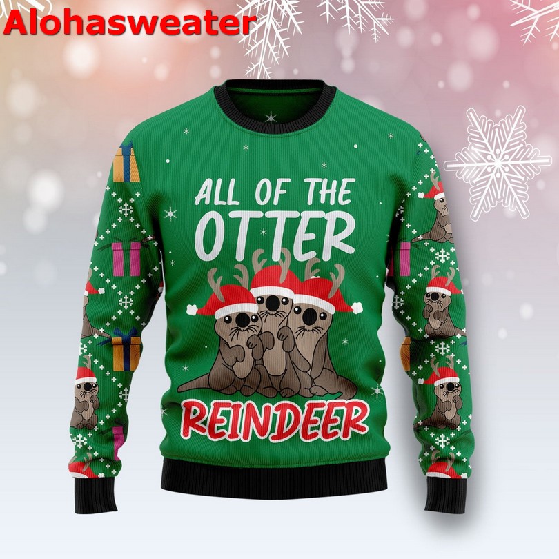 All of the otter reindeer Christmas sweater