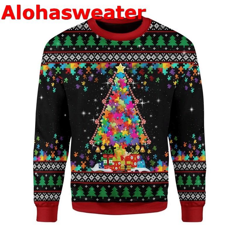 Autism Be Kind Christmas Tree Ugly Christmas Sweater