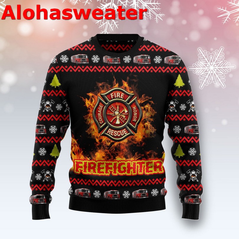 Awesome Firefighter Respect Ugly Christmas Sweater