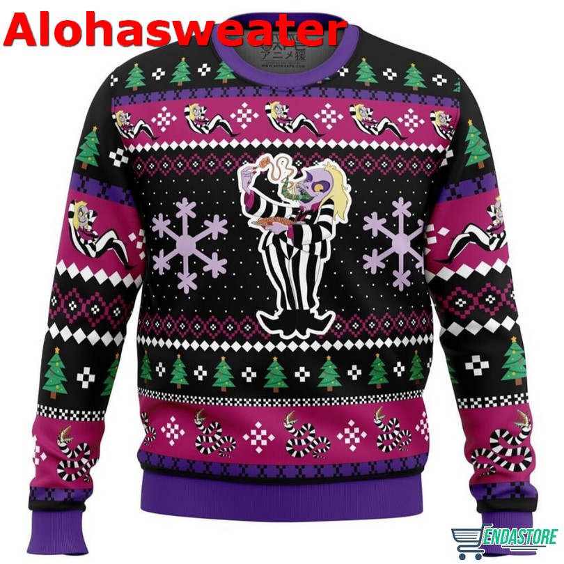 Beetlejuice Classic Halloween Horror Movie Contrast Color Ugly Sweater