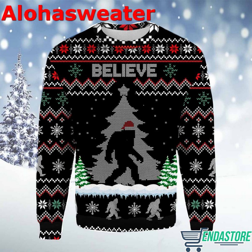 Bigfoot Camping Christmas Ugly Christmas Sweater