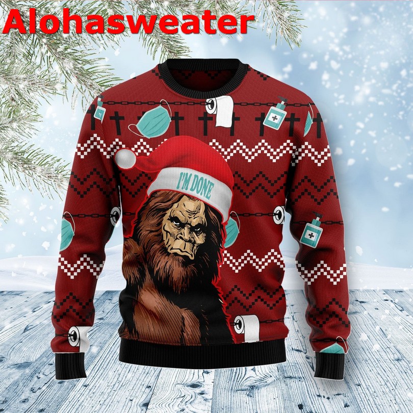 Bigfoot Pattern Cute Ugly Christmas Sweater