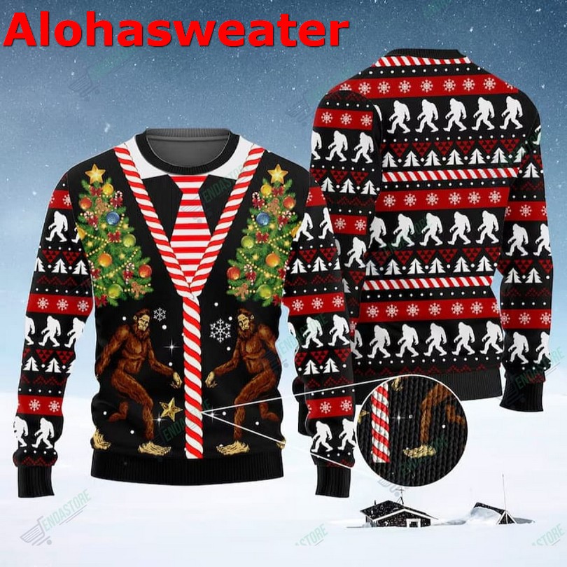 Bigfoot Santasquatch ugly Christmas sweater