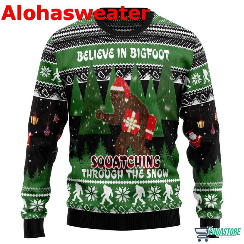 Bigfoot squatchmas Pinetree Christmas sweater