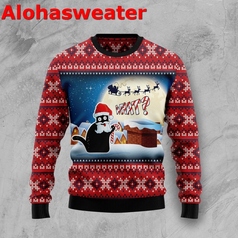 Black cat socks meowy Christmas sweater Black cat socks meowy Christmas sweater