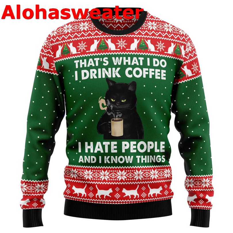Black Cat Mask Up Witches Halloween Sweater
