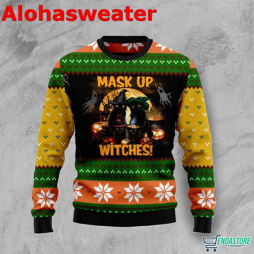 Black cat meowy Christmas sweater
