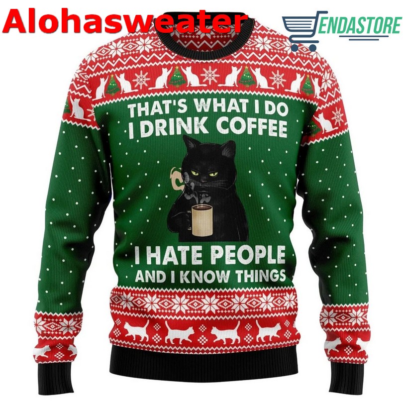 Black cat what murderous with knife  Christmas sweater