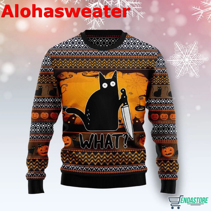 Black cat that’s what i do i drink coffee Christmas sweater