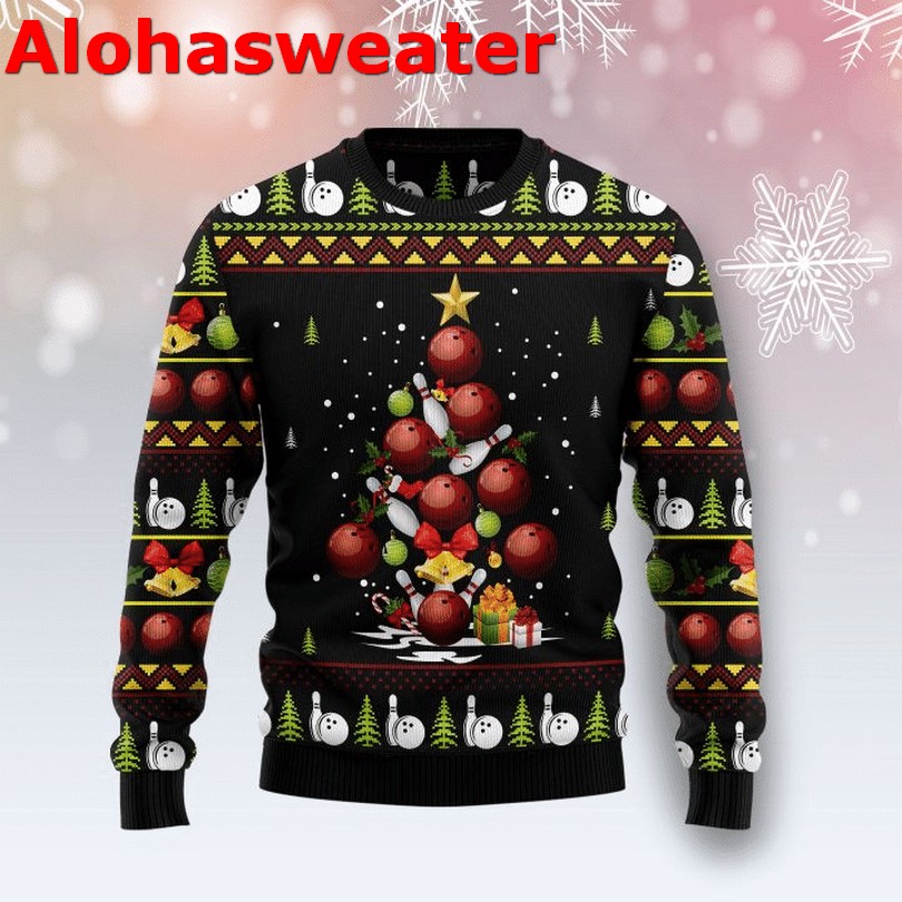 Bowling rollin with my snowmies Bowling Tree Christmas sweater