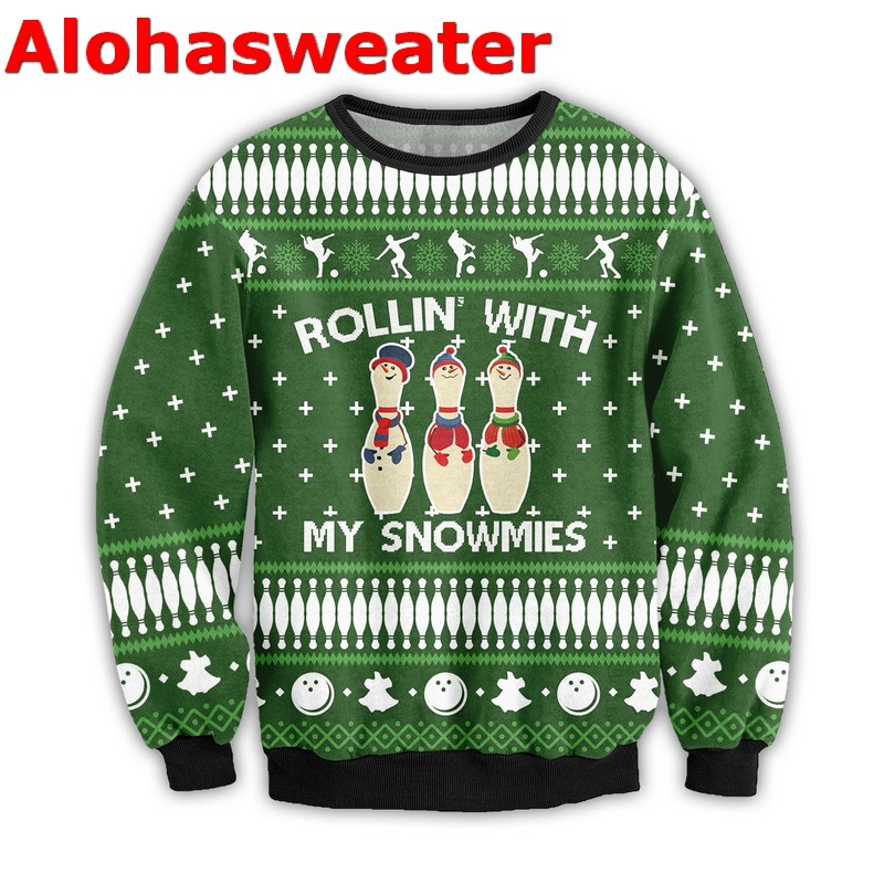 Bowling rollin with my snowmies Christmas sweater