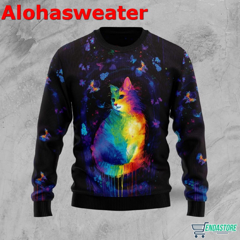 Cat caffeine Christmas sweater