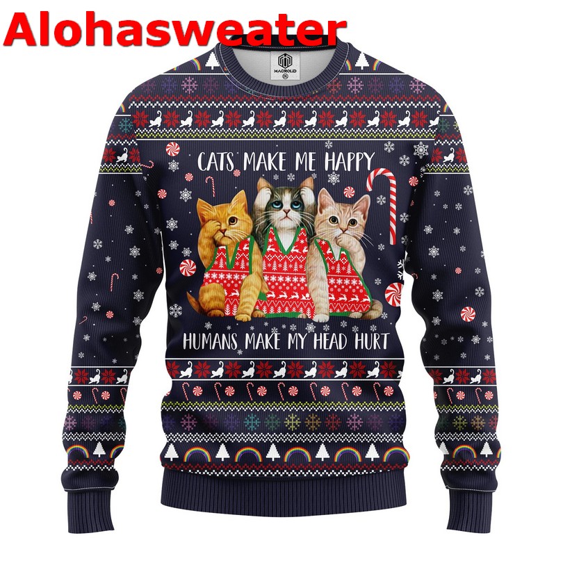 Cat Meowy Ugly Christmas Sweater