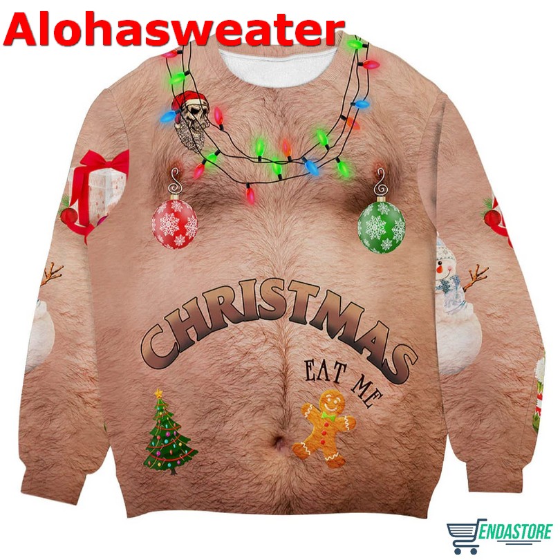 Christmas Gingerbread Cookies Cottagecore Boho Print Knit Pullover Sweater
