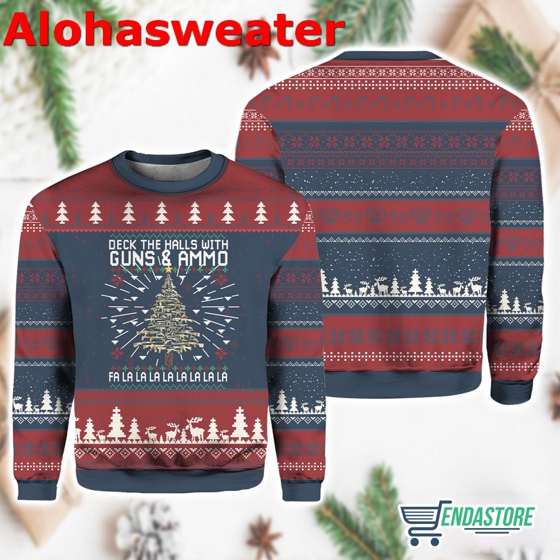 Deck The Halls With Guns And Ammo Ugly Christmas Sweater