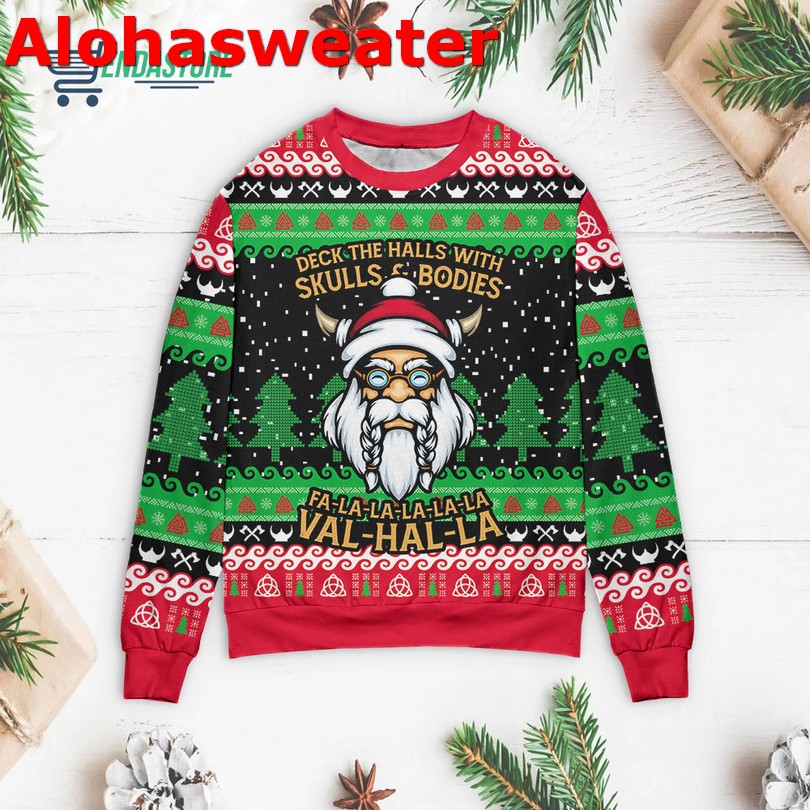 Deck the halls with skulls bodies Christmas sweater